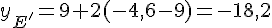 y_{E'}=9+2(-4,6-9)=-18,2
