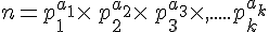 n=p_1^{a_1}\times  \,p_2^{a_2}\times  \,p_3^{a_3}\times  ,.....p_k^{a_k}