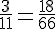 \frac{3}{11}=\frac{18}{66}