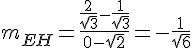 m_{EH}=\frac{\frac{2}{\sqrt{3}}-\frac{1}{\sqrt{3}}}{0-\sqrt{2}}=-\frac{1}{\sqrt{6}}