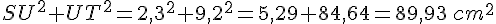 SU^2+UT^2=2,3^2+9,2^2=5,29+84,64=89,93\,cm^2