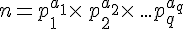 n=p_1^{a_1}\times  \,p_2^{a_2}\times  \,...p_q^{a_q}