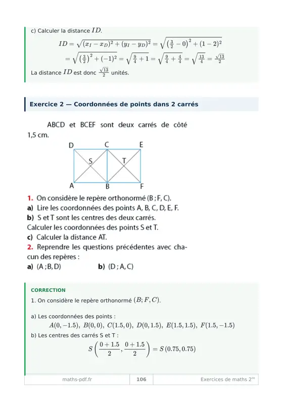 Un exercice et sa correction du cahier d'exercices corrigés de maths 2de
