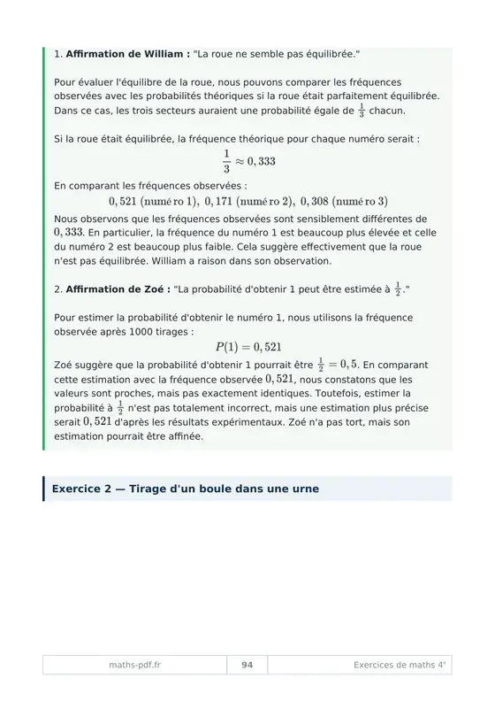 Un exercice et sa correction du cahier d'exercices corrigés de maths 4e
