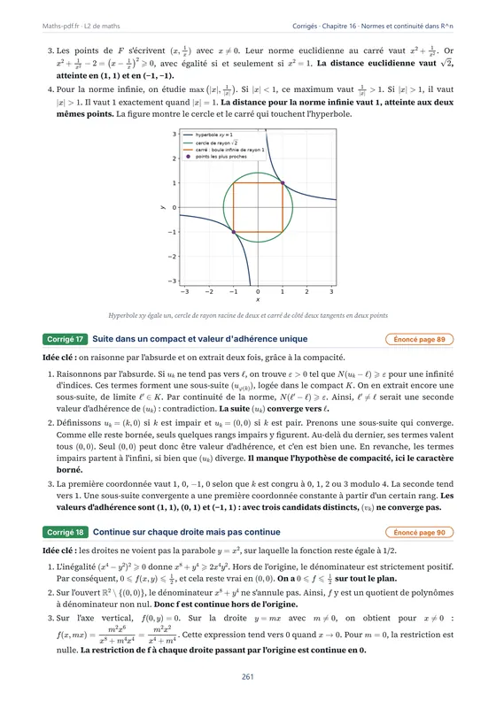 Corrigé rédigé d'un exercice du chapitre « Normes de R^n, ouverts, fermés et continuité » — Cahier d'exercices corrigés de maths L2