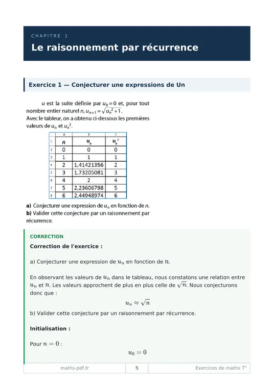 Le premier chapitre du cahier d'exercices corrigés de maths Terminale