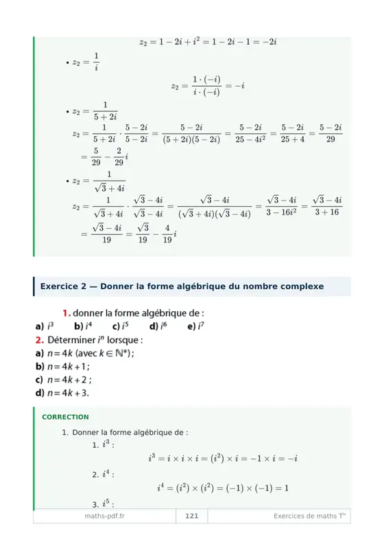 Un exercice et sa correction du cahier d'exercices corrigés de maths Terminale