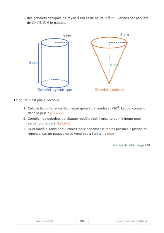 Page du contrôle 8 de 4e sur les programmes de calcul : script Scratch avec boucle et test, et tableau à compléter
