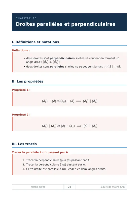 Une leçon du milieu du livre du manuel de cours de maths CM2