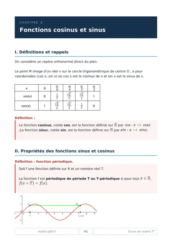 Une leçon du milieu du livre du manuel de cours de maths Terminale
