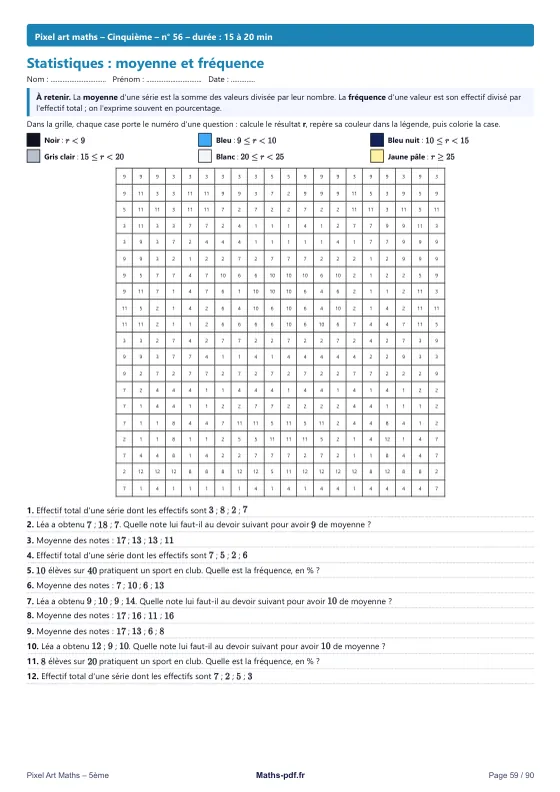 Page 59 du livre Pixel Art maths 5e : une autre notion du livre