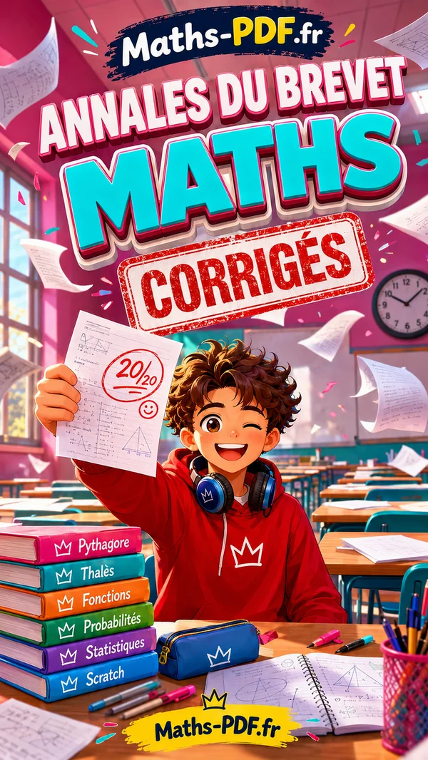 Couverture du livre Maths PDF « Annales du brevet de maths corrigées », exercices du brevet classés par notion