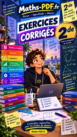 Couverture du cahier d'exercices corrigés de maths 2de, livre scolaire en PDF