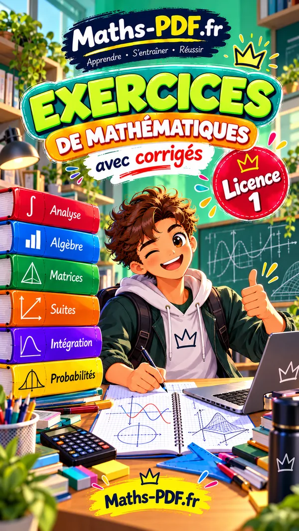 Couverture du cahier d'exercices corrigés de maths L1 en PDF