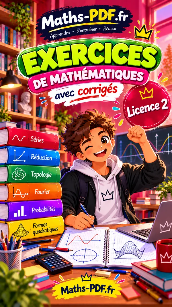 Couverture du cahier d'exercices corrigés de maths L2 en PDF