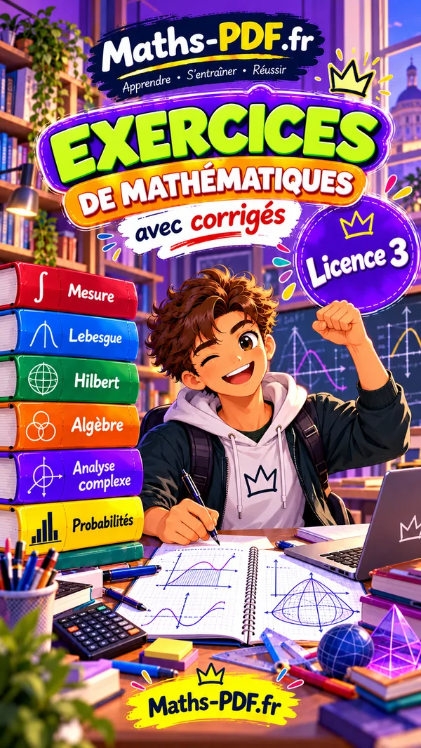Couverture du cahier d'exercices corrigés de maths L3 en PDF