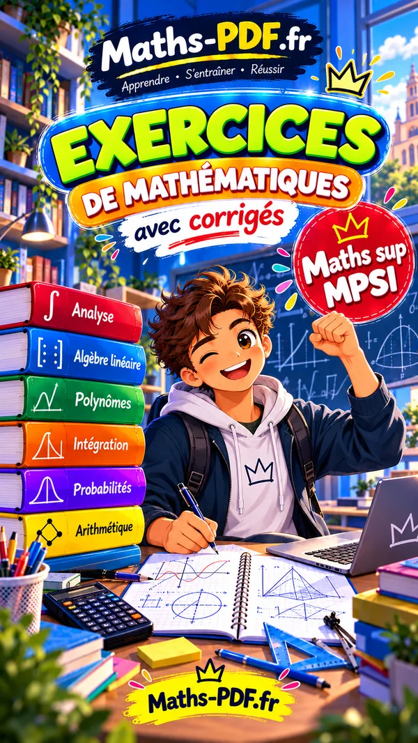 Couverture du cahier d'exercices corrigés de maths sup (MPSI) en PDF