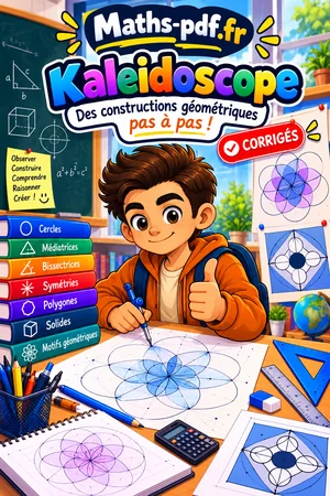 Couverture du cahier Géométrie en kaléidoscope, des constructions géométriques pas à pas, en PDF