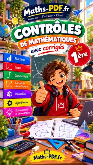 Couverture : Livre de contrôles corrigés de maths 1re en PDF