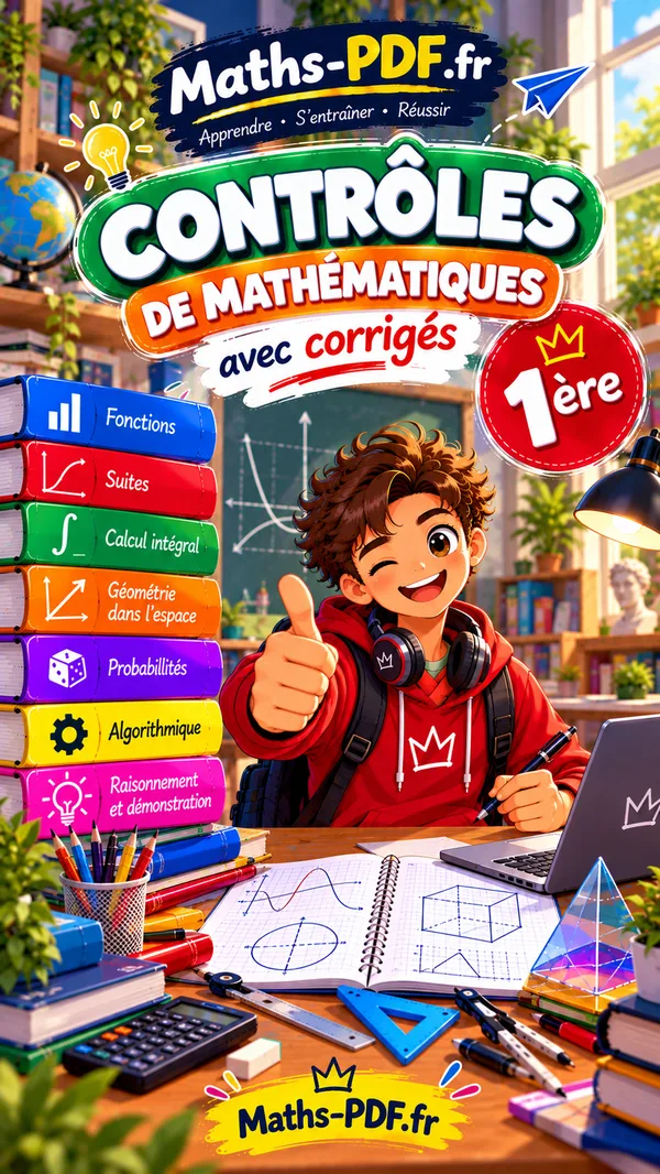 Couverture du livre de contrôles corrigés de maths 1re en PDF