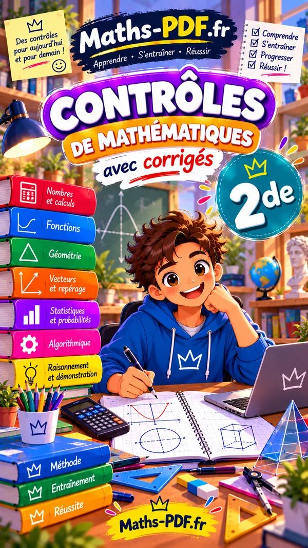 Couverture du livre de contrôles corrigés de maths 2de en PDF