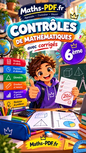 Couverture : Livre de contrôles corrigés de maths 6e en PDF