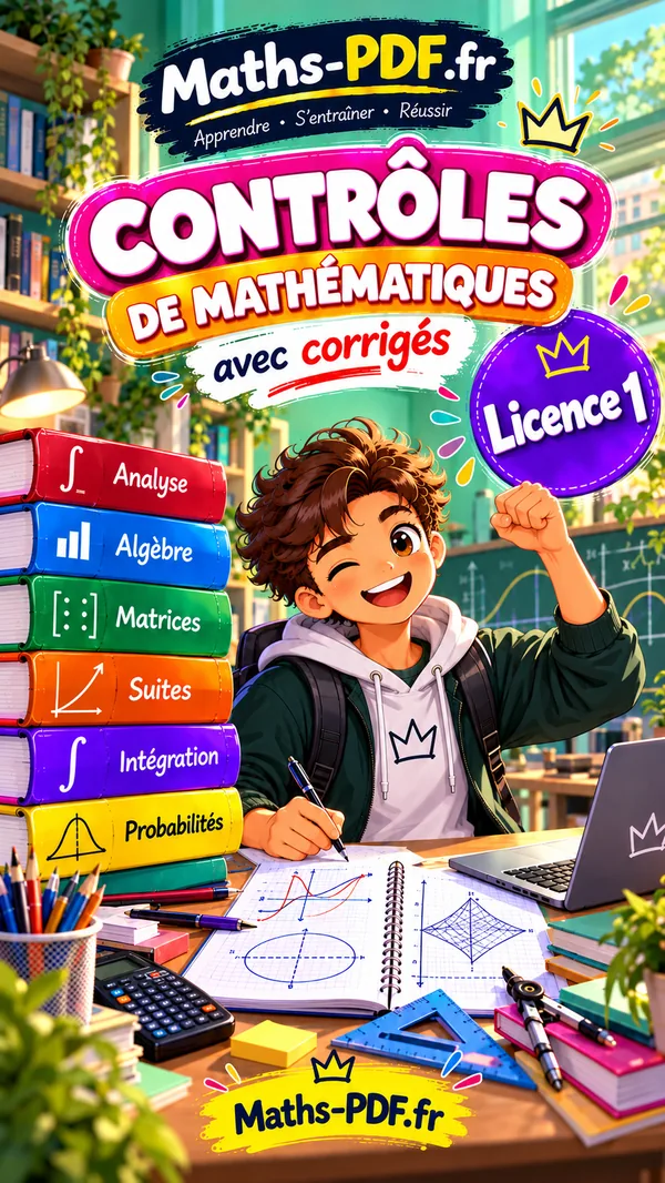 Couverture du livre de contrôles corrigés de maths L1 en PDF