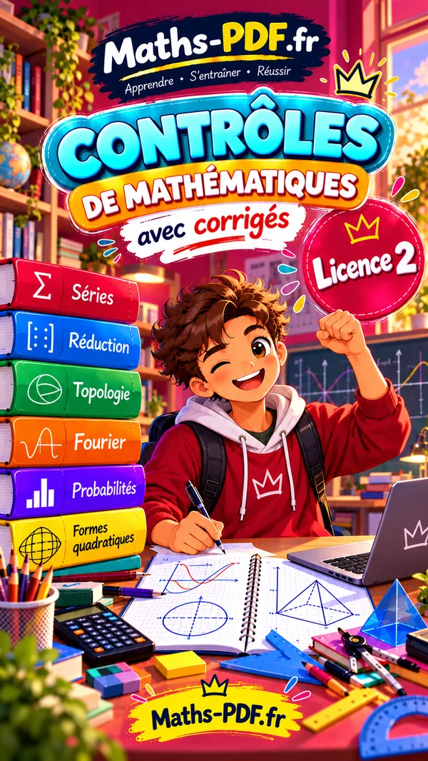 Couverture du livre de contrôles corrigés de maths L2 en PDF