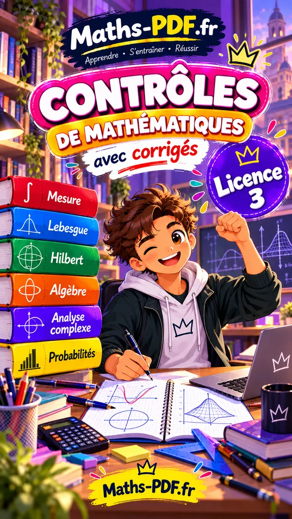 Couverture du livre de contrôles corrigés de maths L3 en PDF