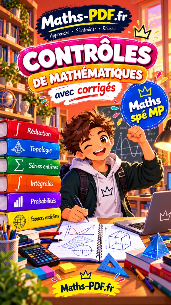 Couverture du livre de contrôles corrigés de maths spé (MP) en PDF