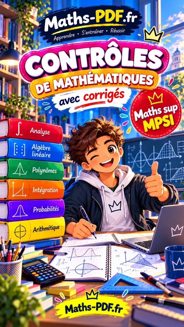 Couverture du livre de contrôles corrigés de maths sup (MPSI) en PDF