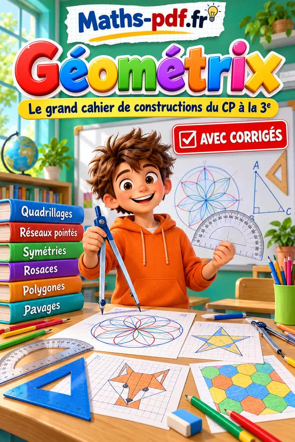Couverture du livre Géométrix, le grand cahier de constructions du CP à la 3e, en PDF