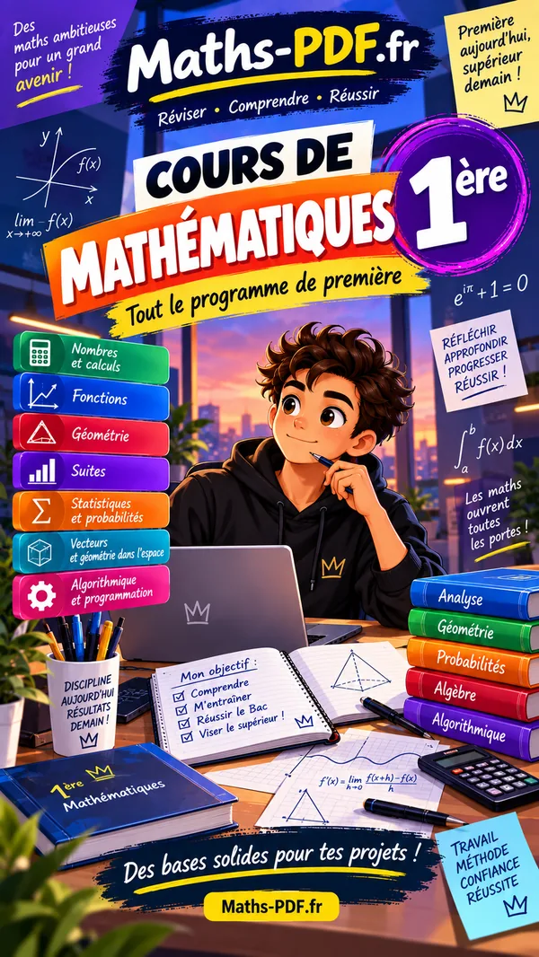 Couverture du manuel de cours de maths 1re en PDF