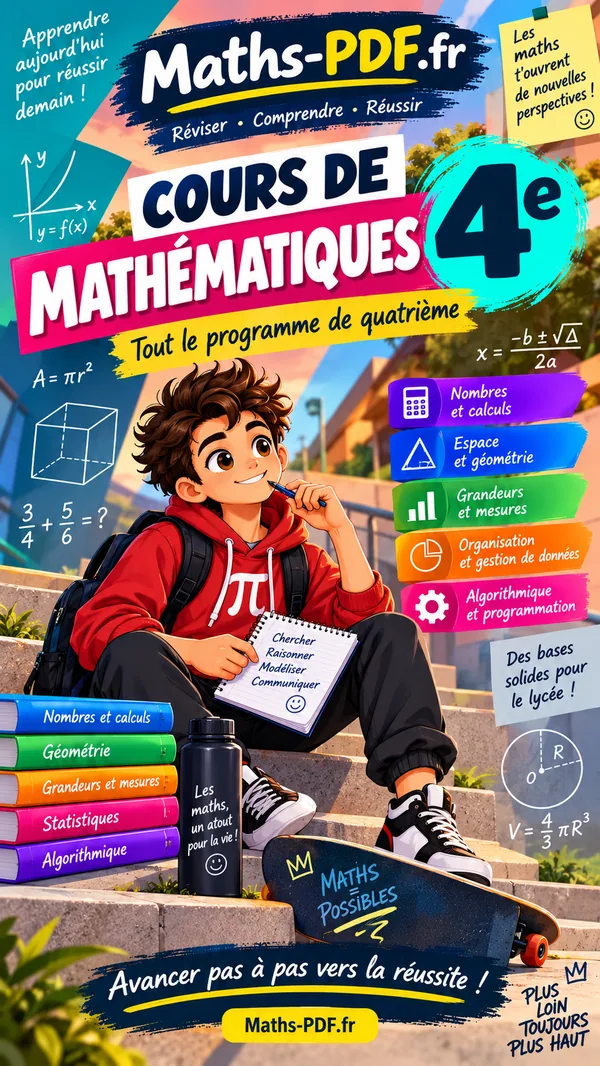 Couverture du manuel de cours de maths 4e en PDF
