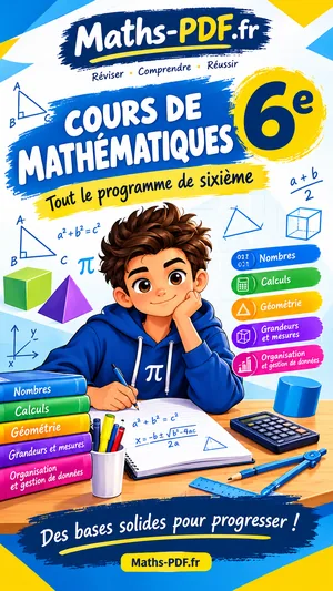 Couverture du manuel scolaire de maths 6e : livre de cours à télécharger en PDF