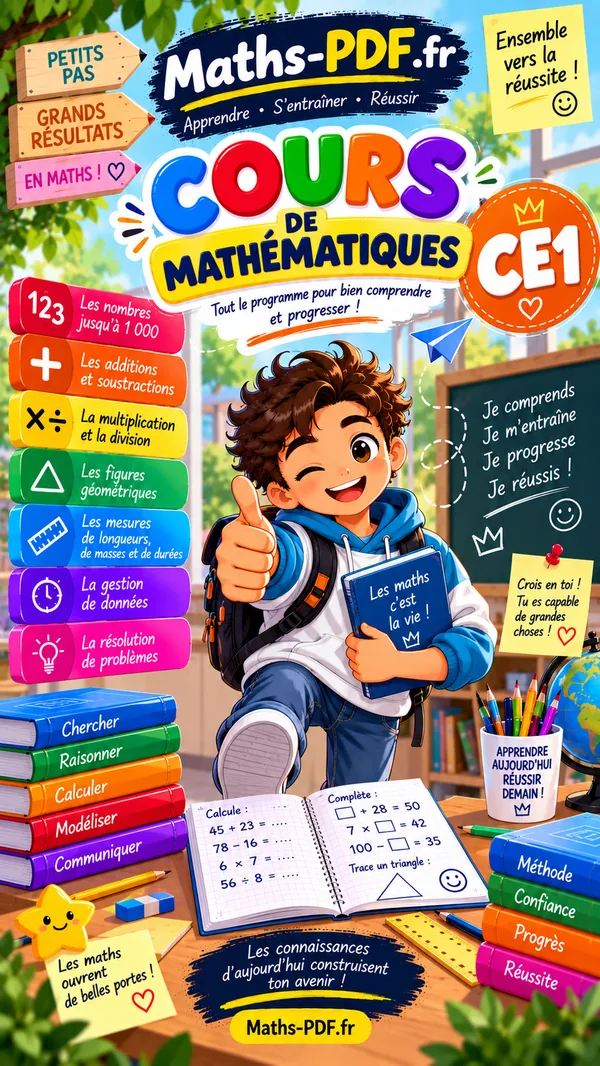Couverture du manuel de cours de maths CE1 en PDF