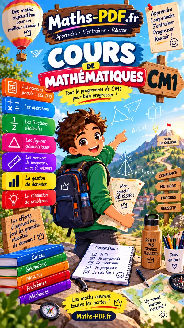 Couverture du manuel de cours de maths CM1 en PDF