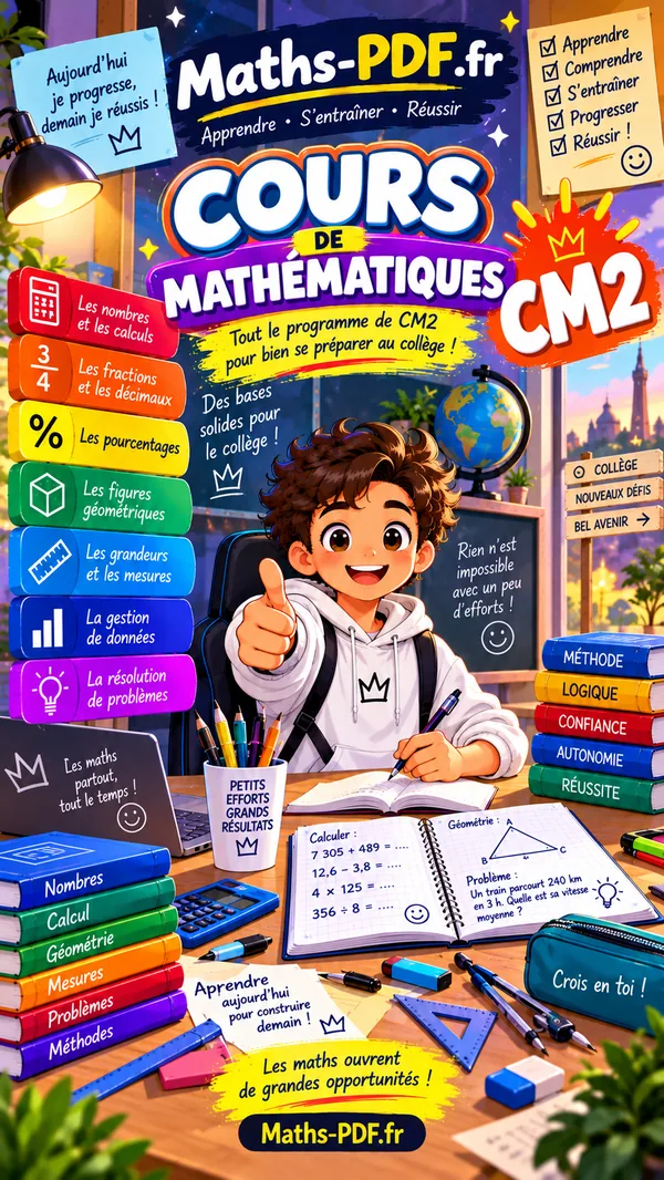 Couverture du manuel de cours de maths CM2 en PDF