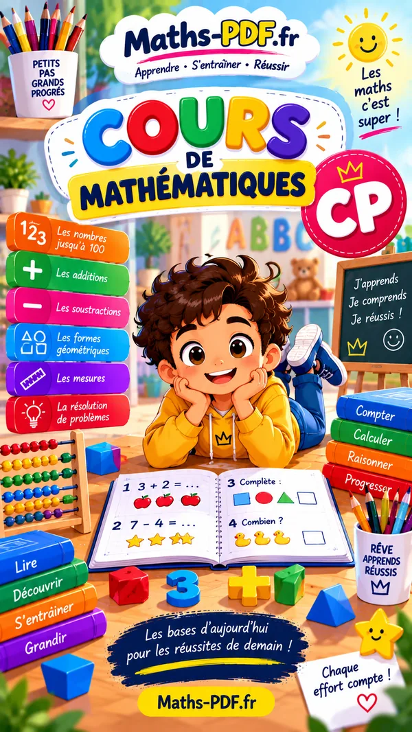 Couverture du manuel de cours de maths CP en PDF