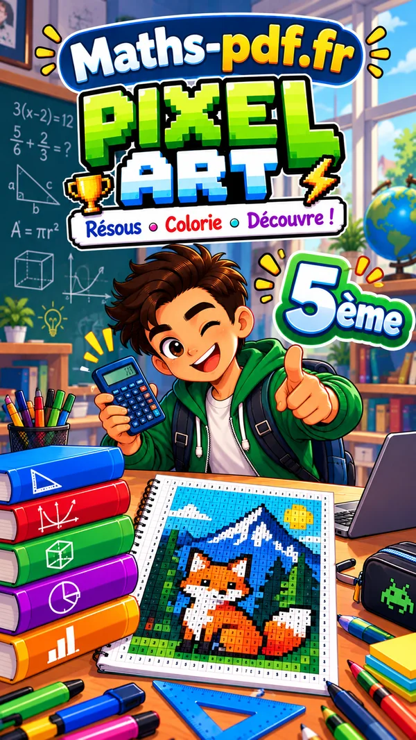 Couverture du livre Pixel Art maths 5e en PDF