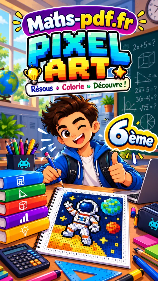 Couverture du livre Pixel Art maths 6e en PDF