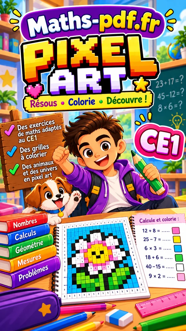 Couverture du livre Pixel Art maths CE1 en PDF