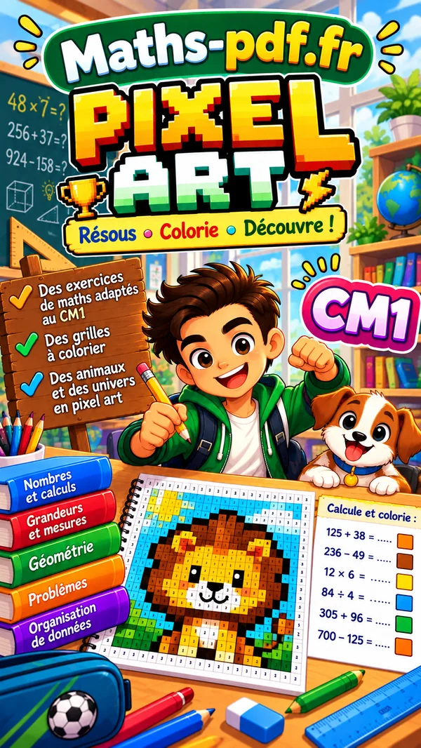 Couverture du livre Pixel Art maths CM1 en PDF