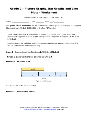 Grade 2 data worksheet (2nd Grade) – first page of the printable PDF