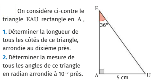 déterminer les longueurs et les angles d'un triangle : exercices en 1ère.