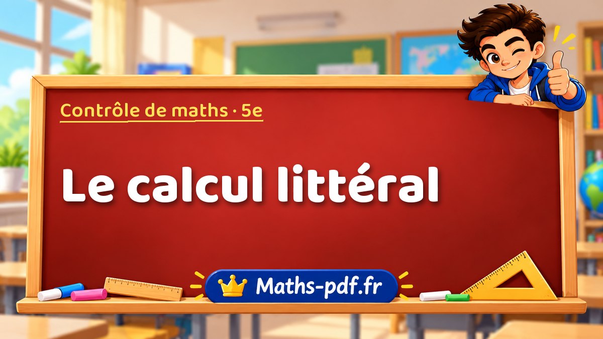 Le calcul littéral – Contrôle de maths niveau 5e sur Maths-pdf.fr
