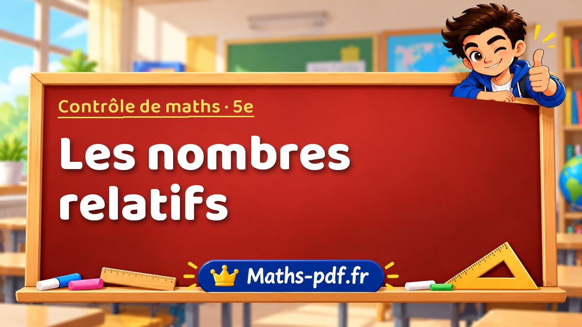 Les nombres relatifs – Contrôle de maths niveau 5e sur Maths-pdf.fr