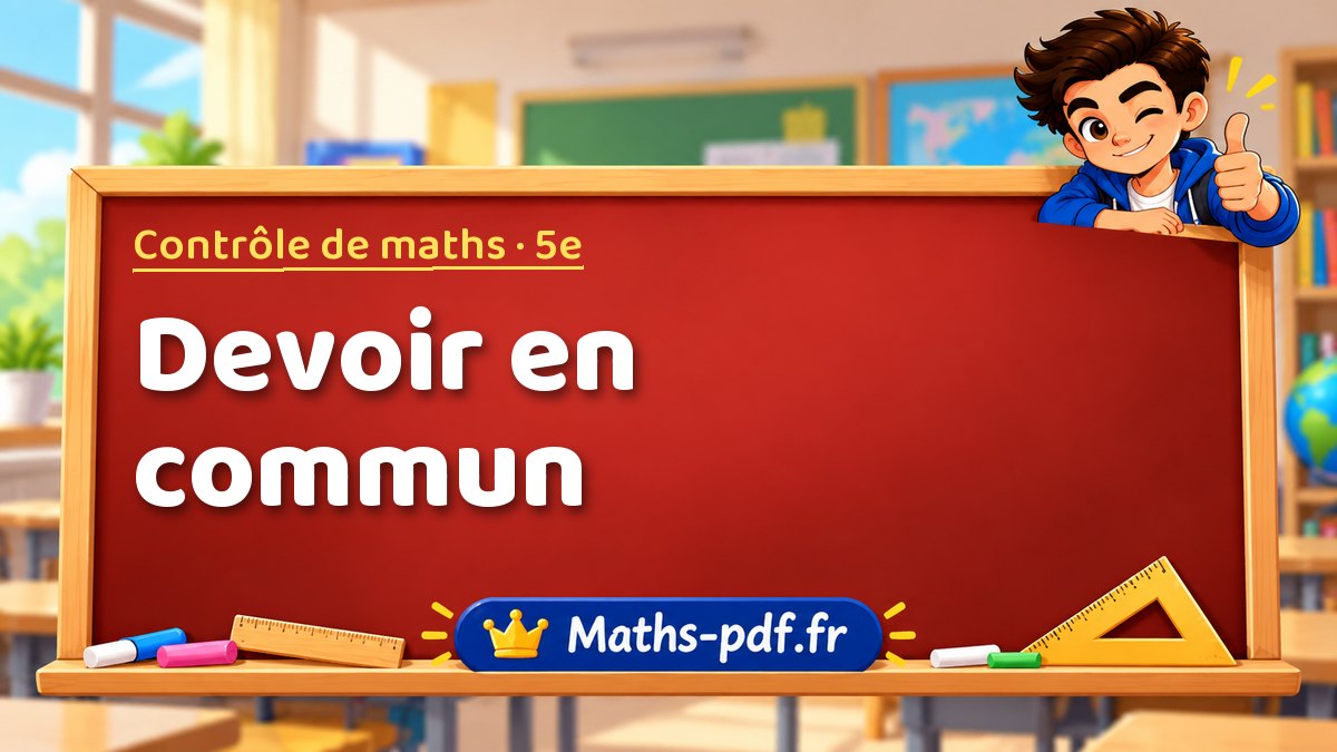 Devoir en commun – Contrôle de maths niveau 5e sur Maths-pdf.fr