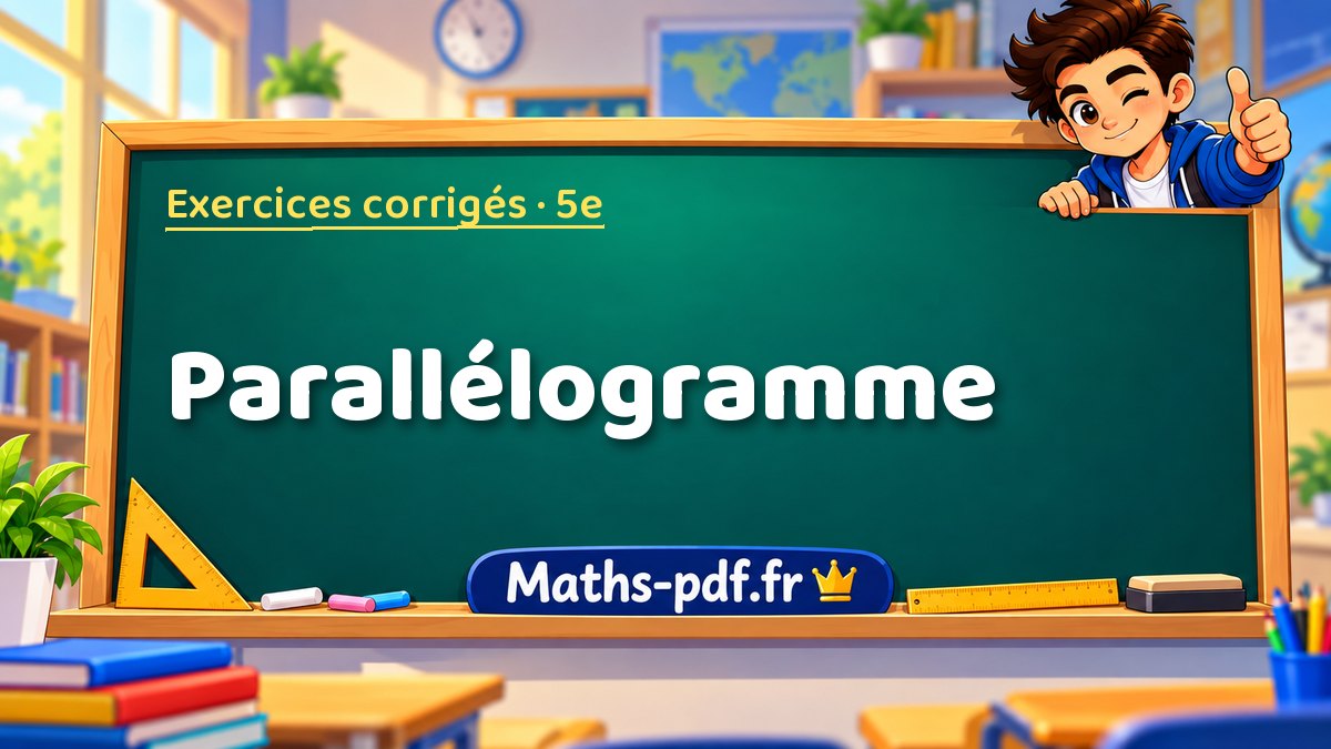 Parallélogramme – Exercices de maths corrigés niveau 5e sur Maths-pdf.fr