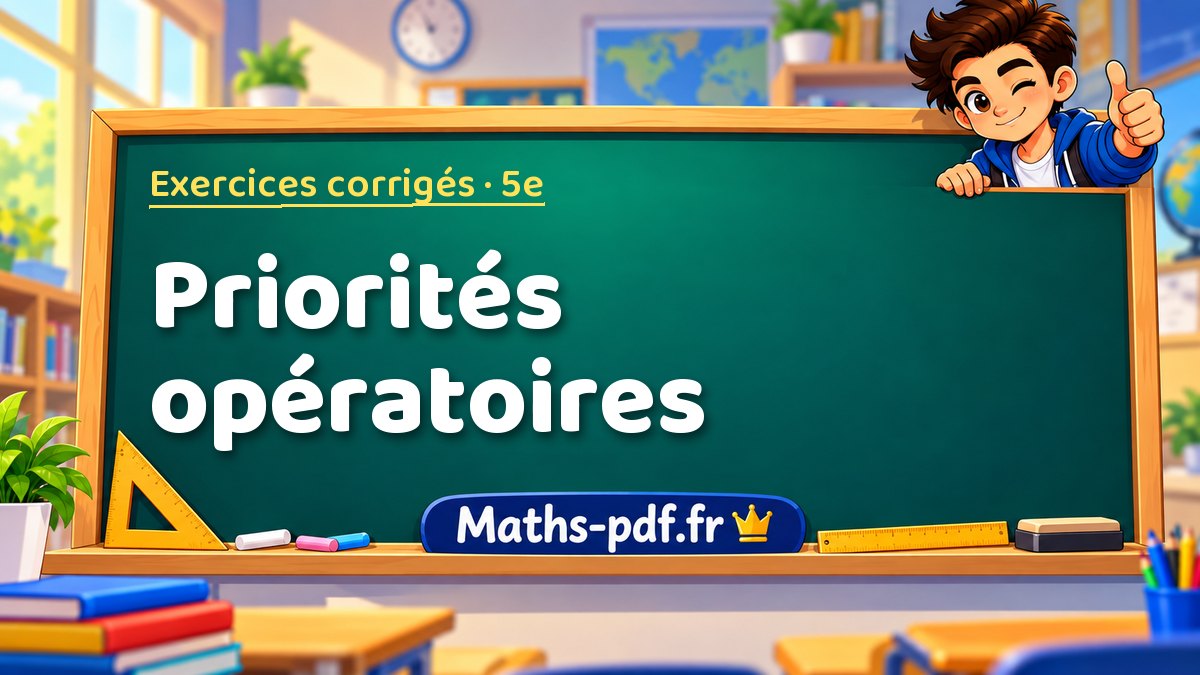 Priorités opératoires – Exercices de maths corrigés niveau 5e sur Maths-pdf.fr